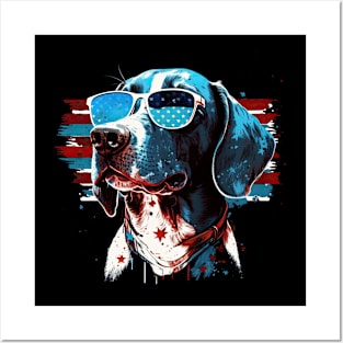 Pointer dog 4th of July Posters and Art